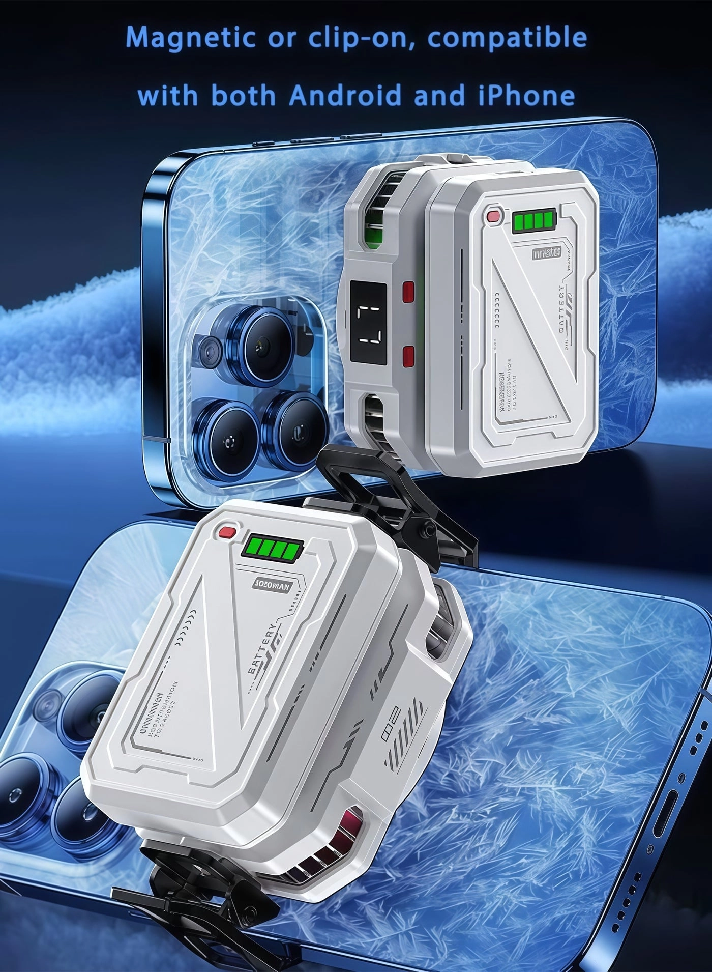 Magnetic Semiconductor Phone Cooler - RGB Lights 3000mAh Battery iPhone & Android Compatible