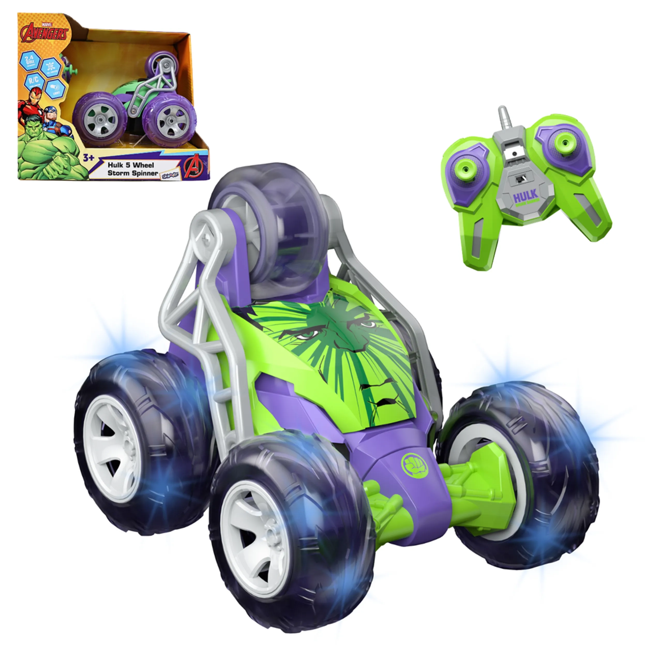 Marvel Hulk 5-Wheel Storm Spinner - 360 degree Rotation 2.4 GHz