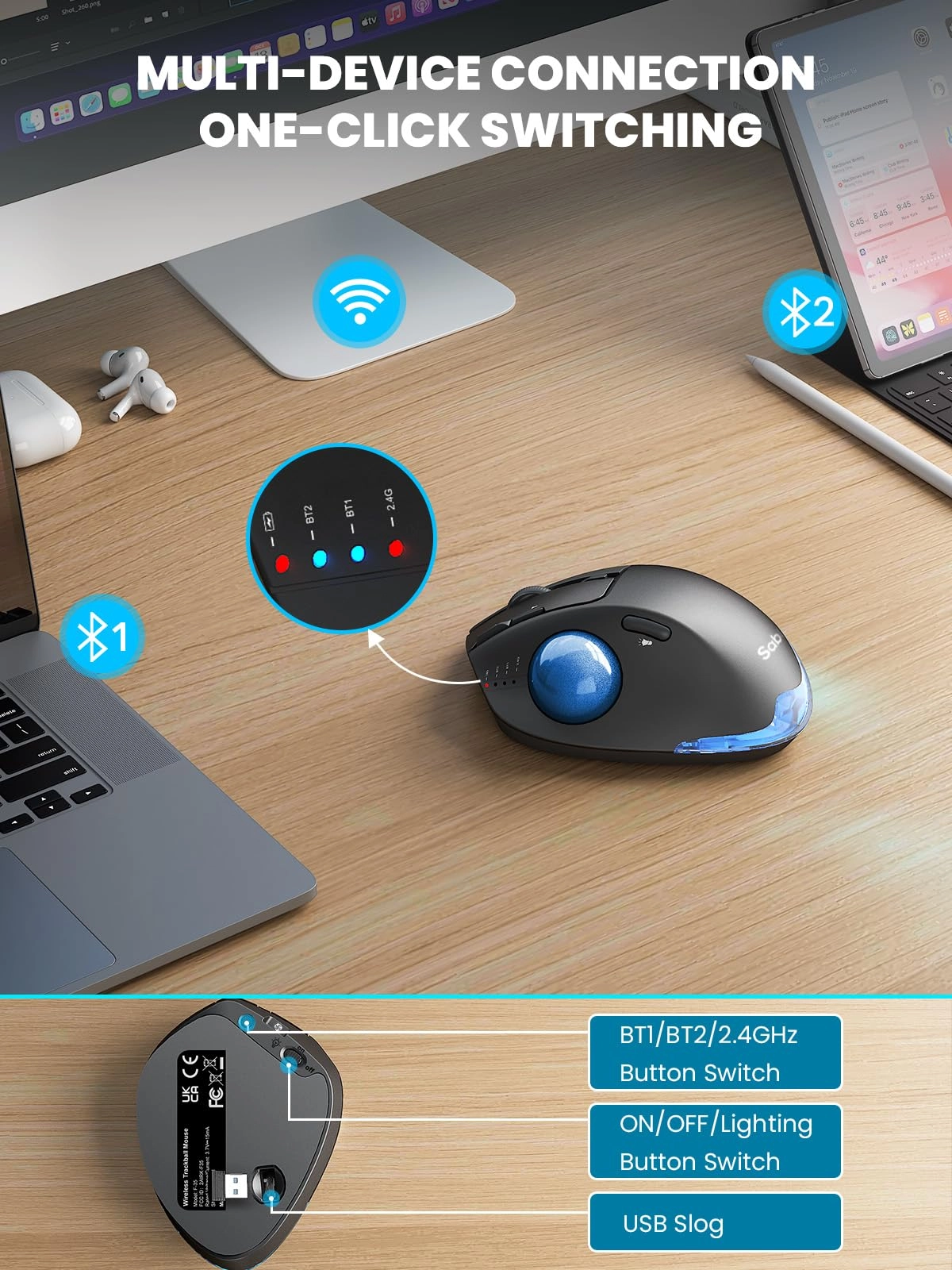 Trackball Mouse - Bluetooth USB