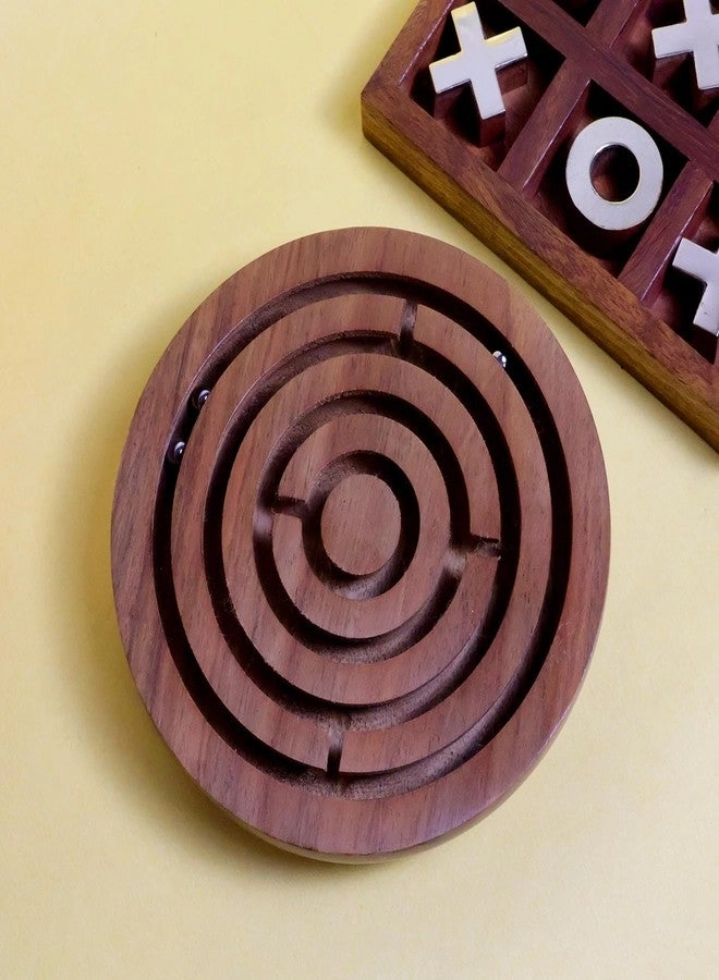Tic Tac Toe + Maze 2-in-1 Wooden Puzzle