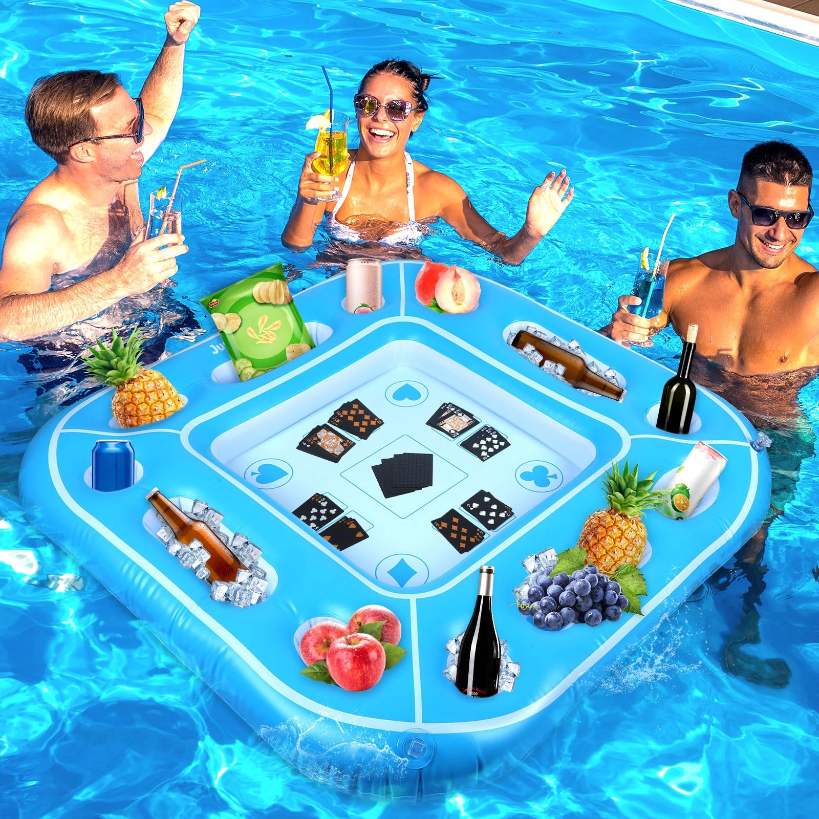 Justforjoyful Floating Pool Games Table - Large Pool Game Table Set