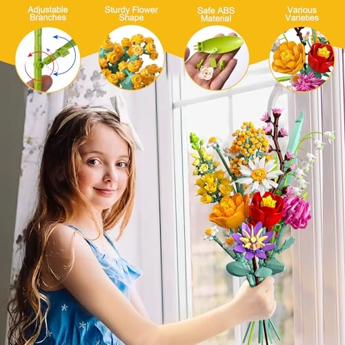 Flowers Bouquet Building Set (US20-HSB1) - 1070PCS Wildflower Botanical Collection