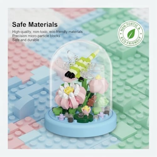 Mini Flower Building Toy (SG6997) - Dragonfly Insect Figurines Dustproof Dome