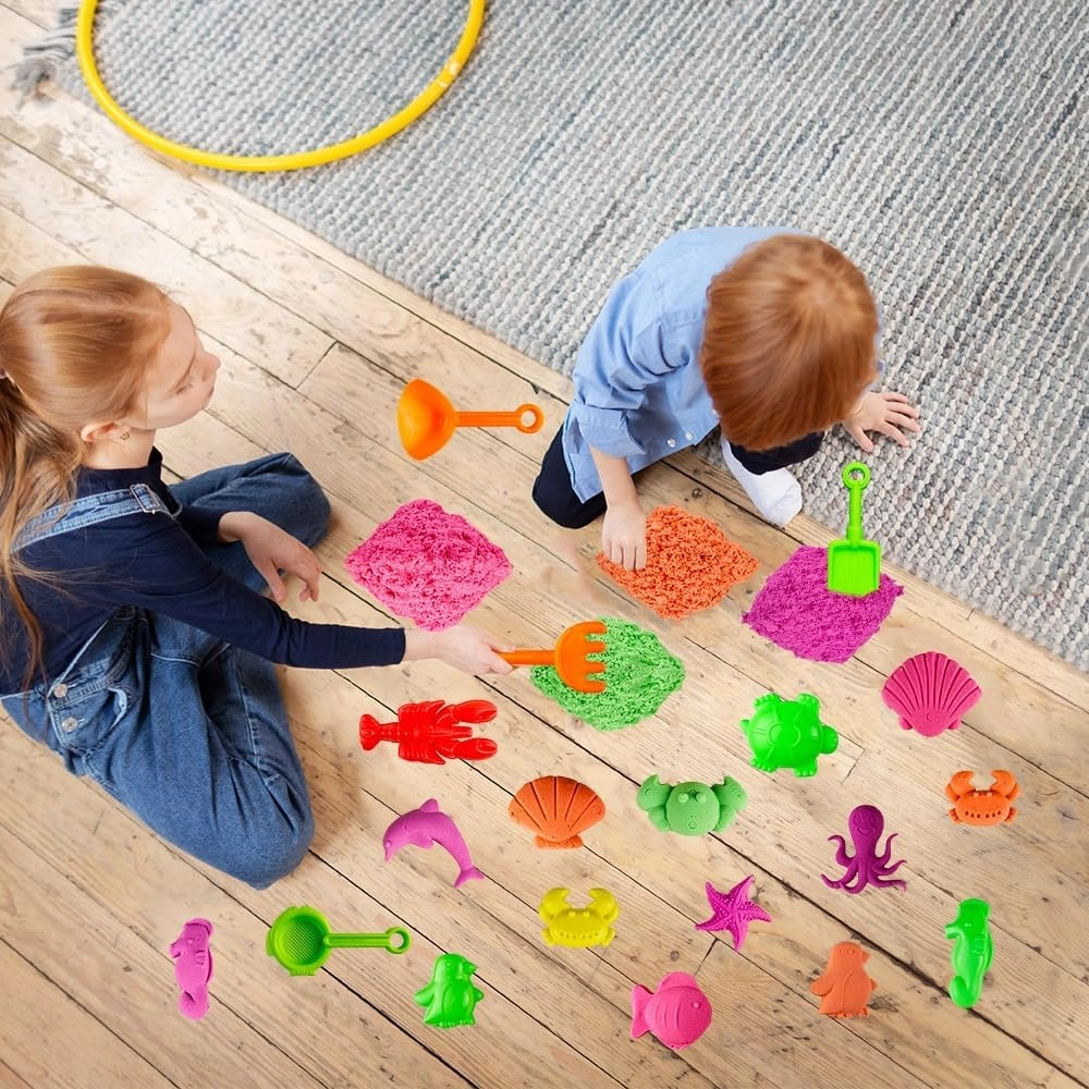 Moldable Sensory Play Sand Set - 750g Pack of 4 Colors