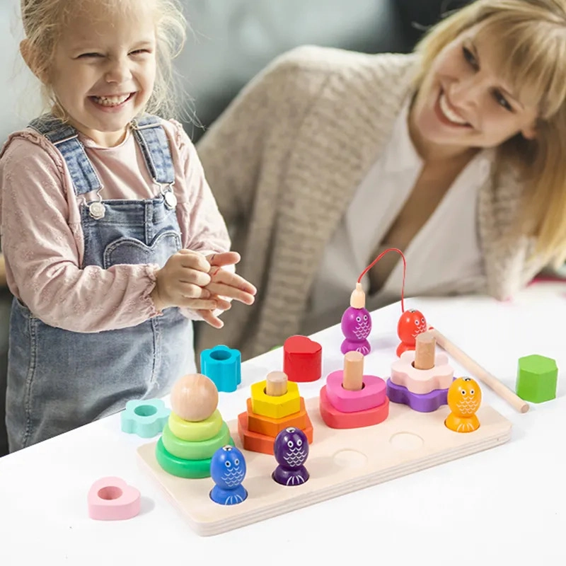 4 Coloumn Tower And Magnetic Fishing Game - 3 +