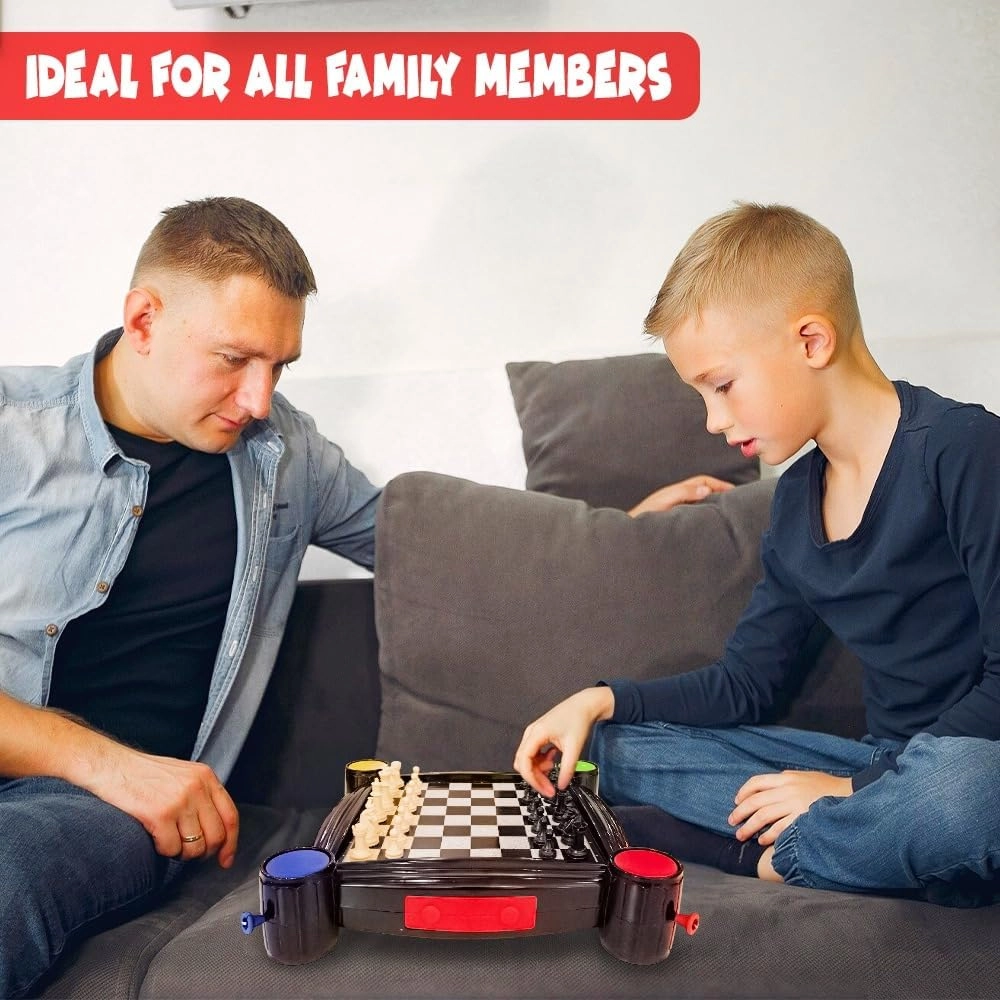 4 in 1 Family Board Games Set - Chess Checkers Ludo