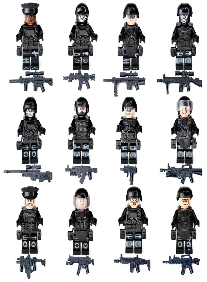 SWAT Military Police Building Block Set - 12 pcs + SUV + Soldiers Minifigures