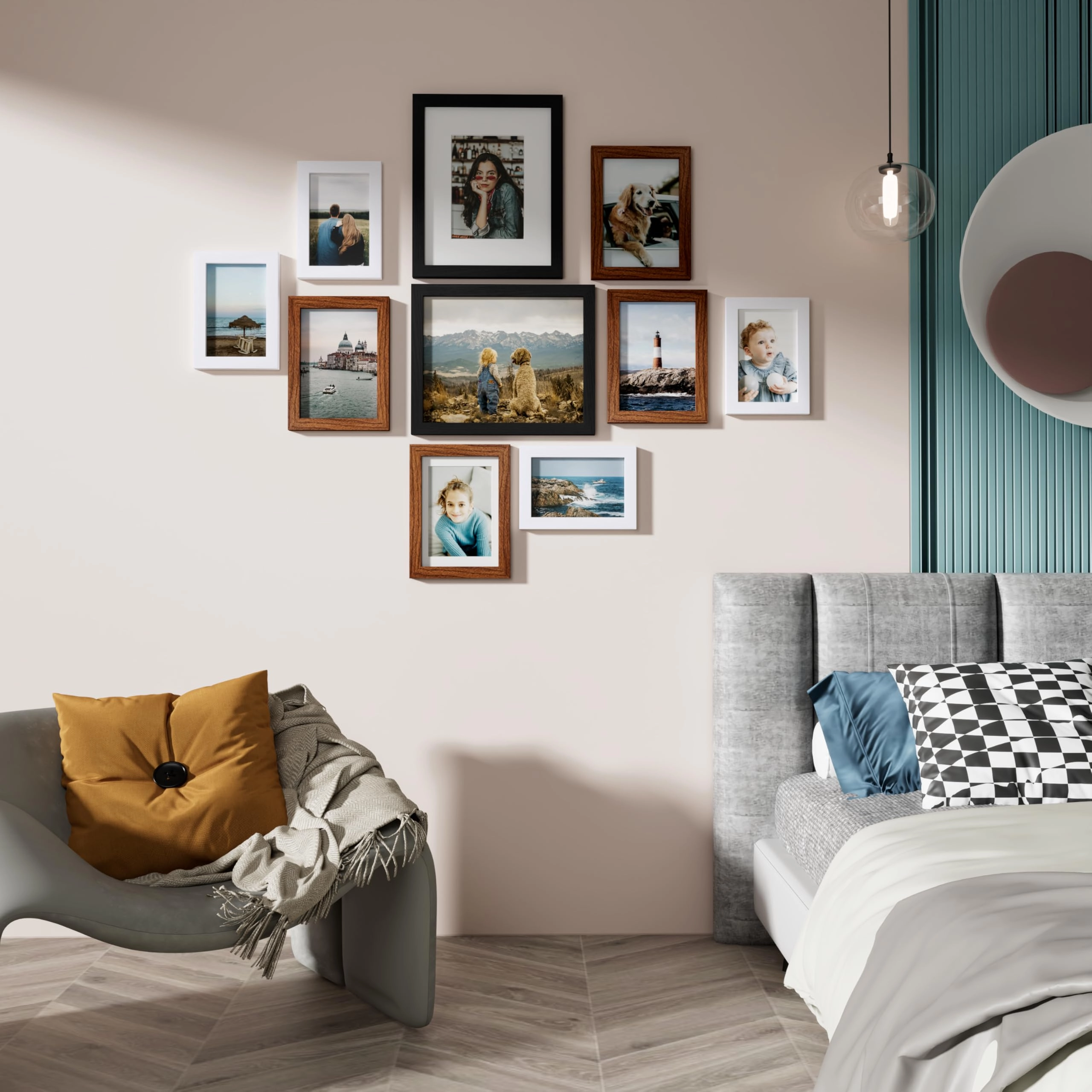 Picture Frames Set - 10 Pack Rustic Grey