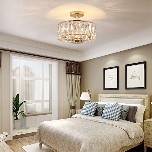 Modern Crystal Chandelier - French Gold 3-Lights