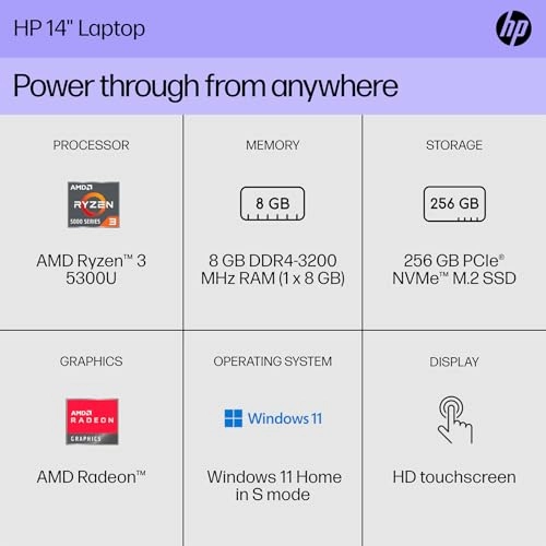 14" Touchscreen Laptop - 14 Inches 256 GB 8 GB Ryzen 3 5300U