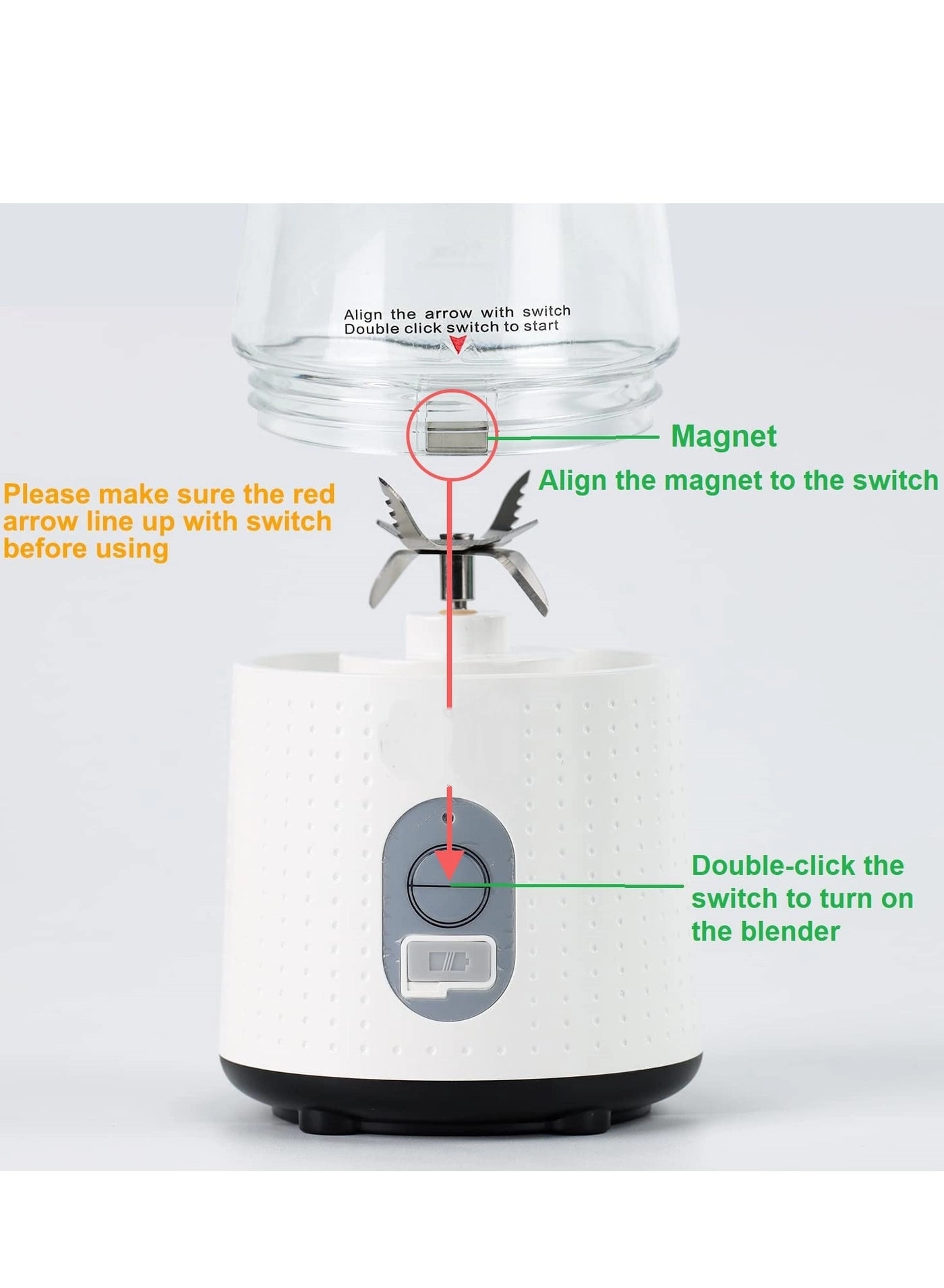 Portable Blender Smoothie Maker - Rechargeable Leakproof Lid Sip Spout