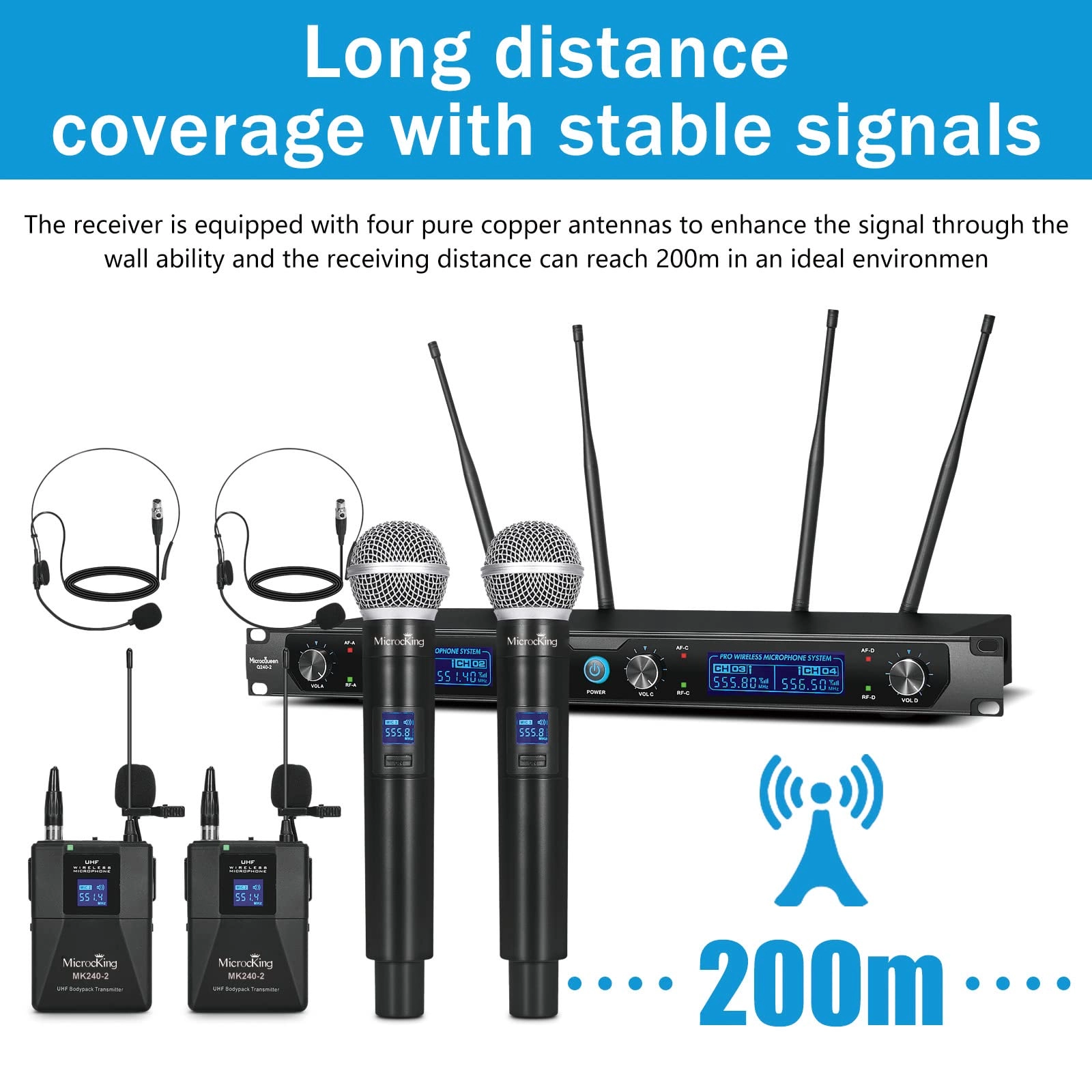 MK240-2 - 2 handheld 2 lavalier UHF