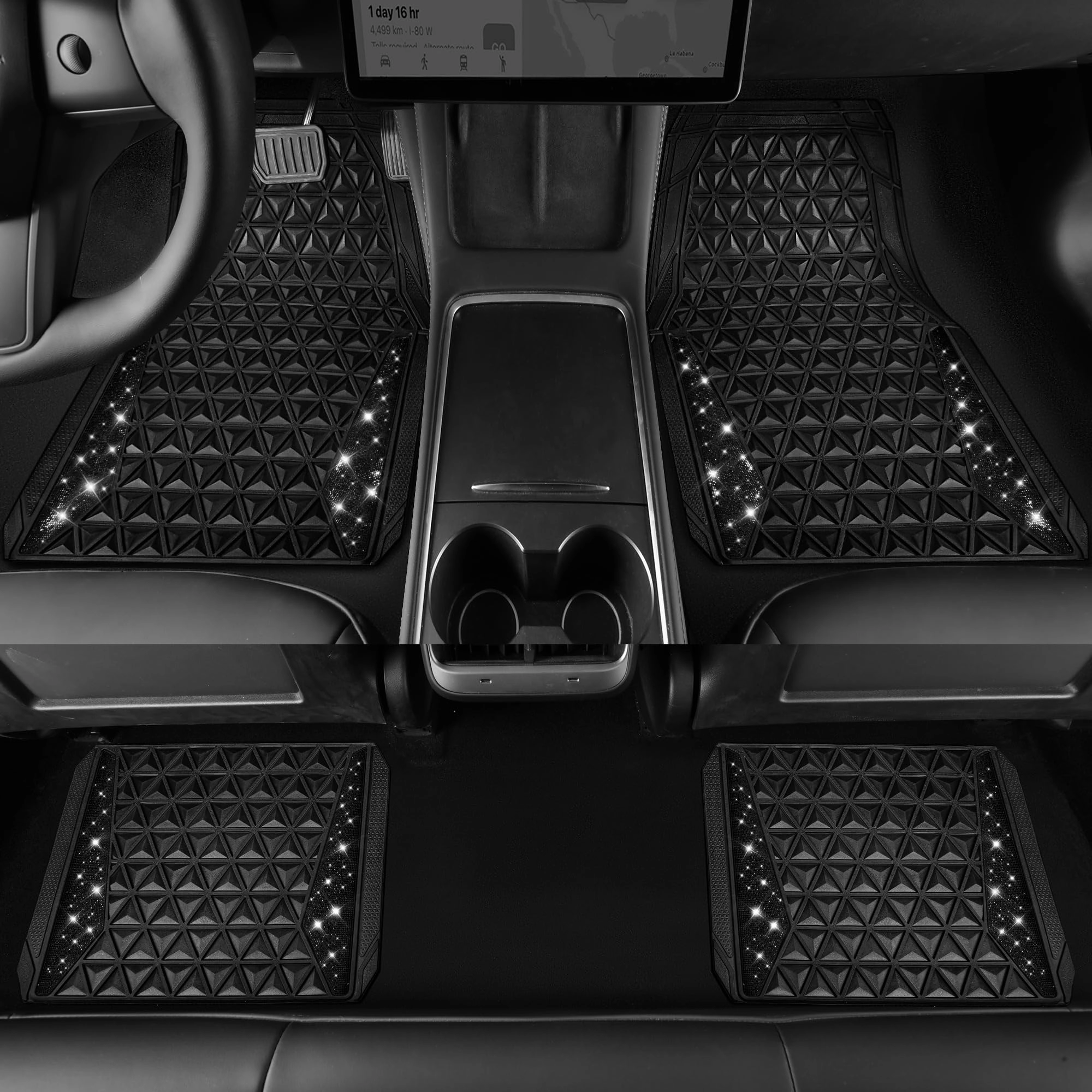 Bling Diamond Car Mats - 4.0 Count Universal Fit