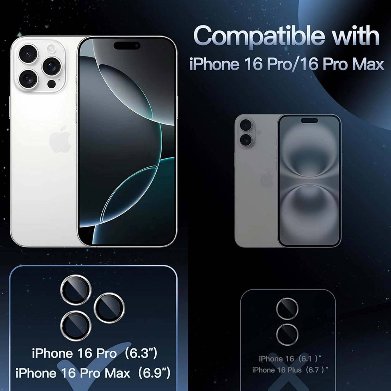 HD Tempered Glass Camera Lens Protector for iPhone 16 Pro / iPhone 16 Pro Max