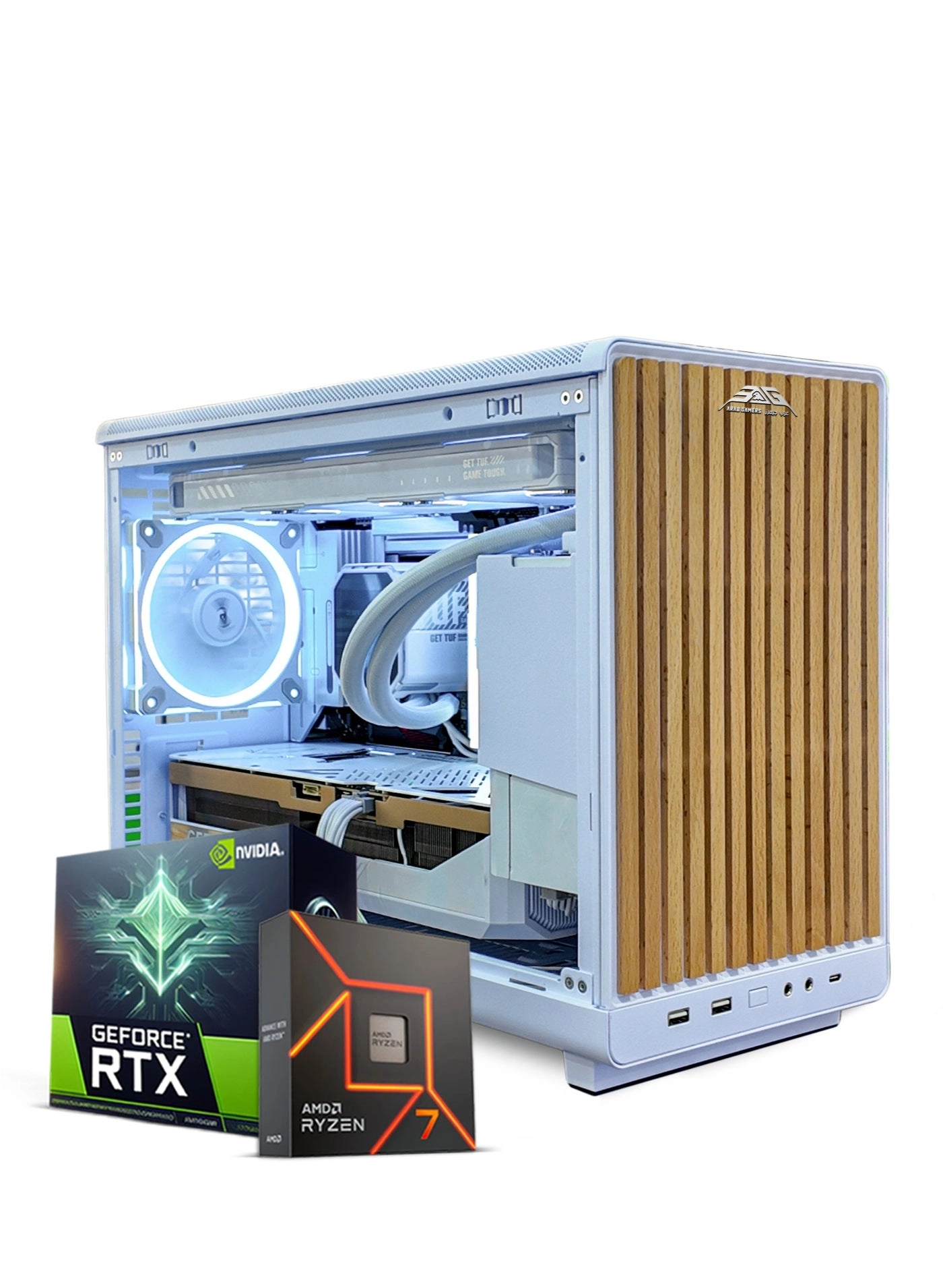 Arab Gamers Wooden White Gaming PC - 7800X3D 32GB 1TB