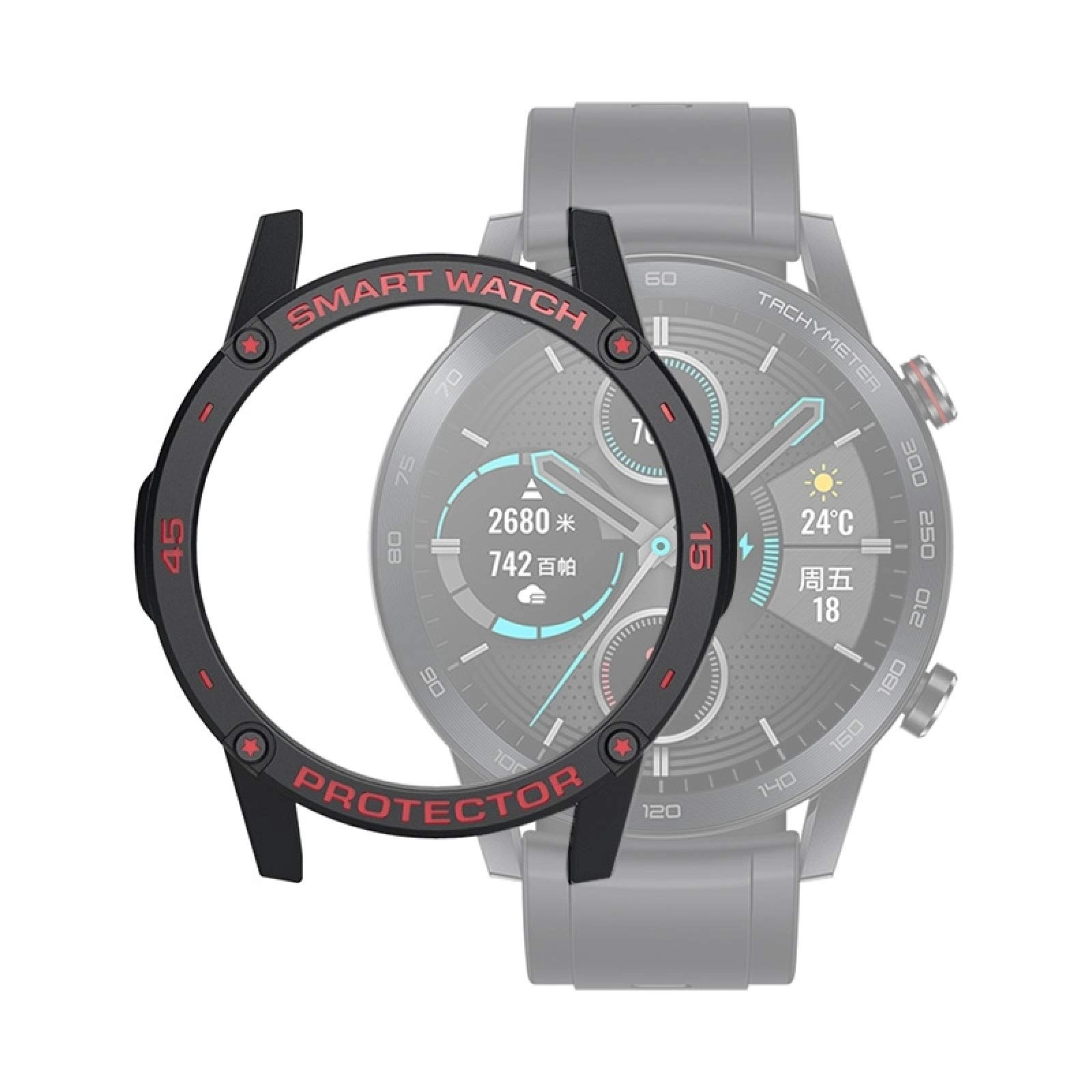 QCXIANG Case for Huawei Honor Magic 2 46mm - Waterproof Black+Red TPU