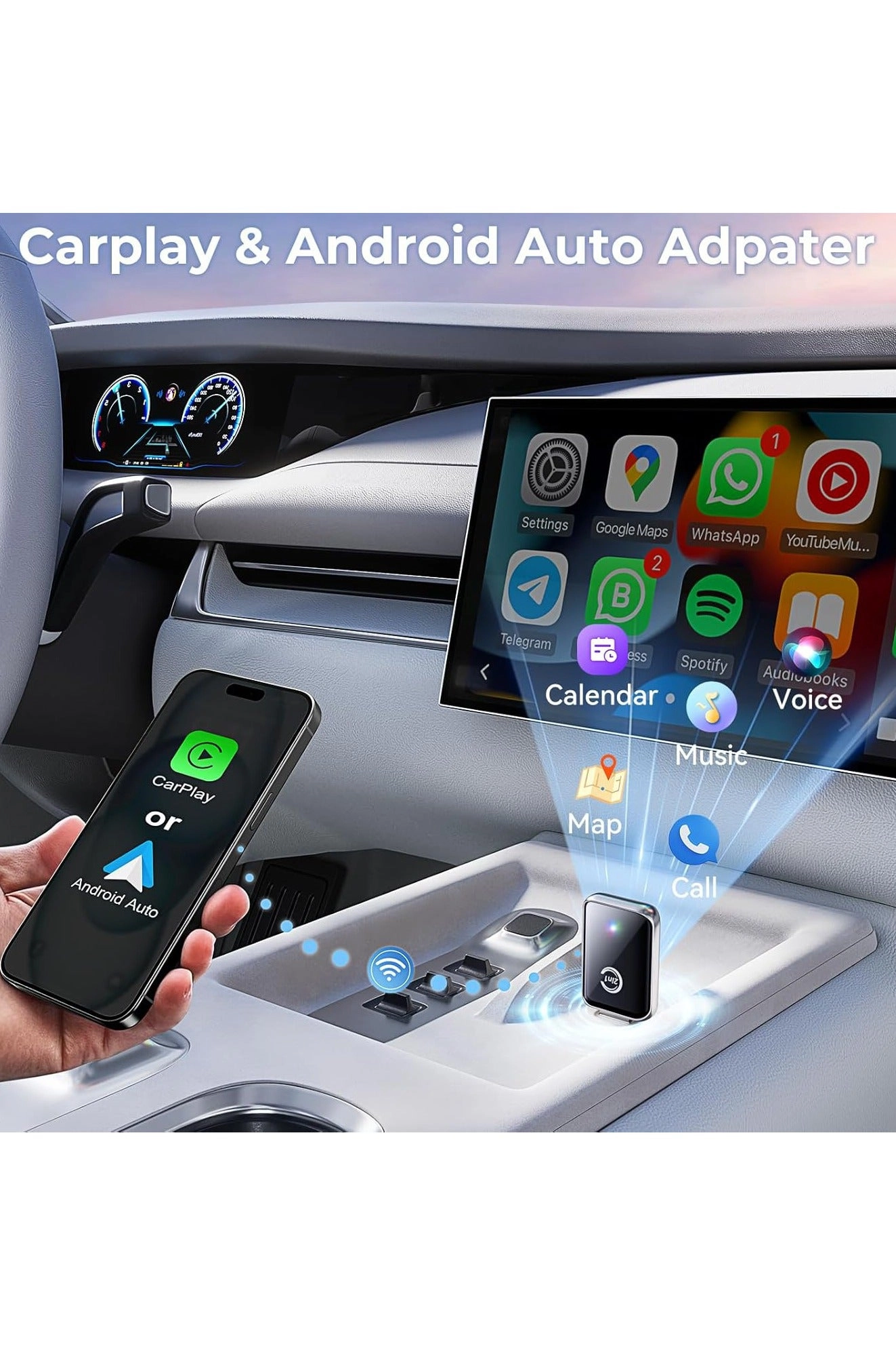 Wireless CarPlay Adapter - For iPhone Android USB & USB-C