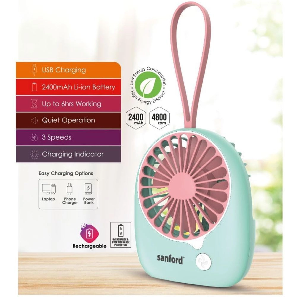 Rechargeable Mini Fan - 2400mAh 4800 RPM 3-Speed USB