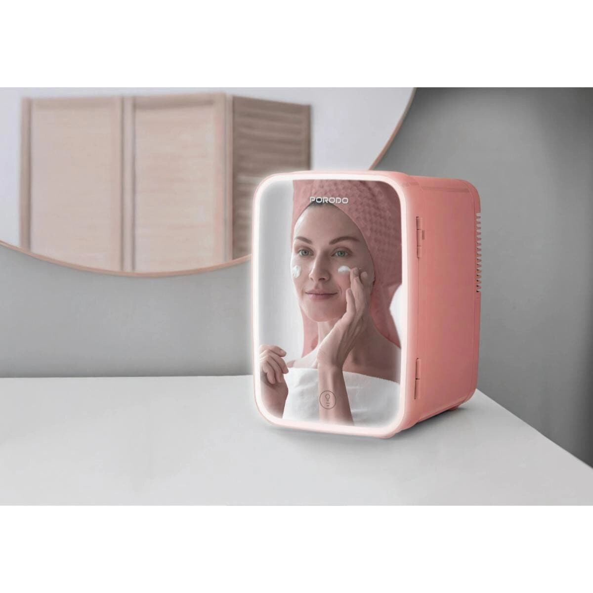 Porodo FrostLite Mini Makeup Refrigerator - LED Mirror Portable
