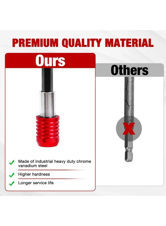 Drill Bit Extension - 1/4" Hex Magnetic CR-V Steel 4-Piece