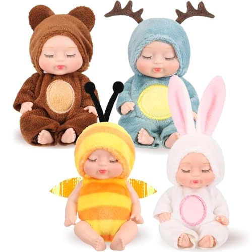 Reborn Baby Doll - 4 Inch Animal Clothes 4 Pcs Bundle