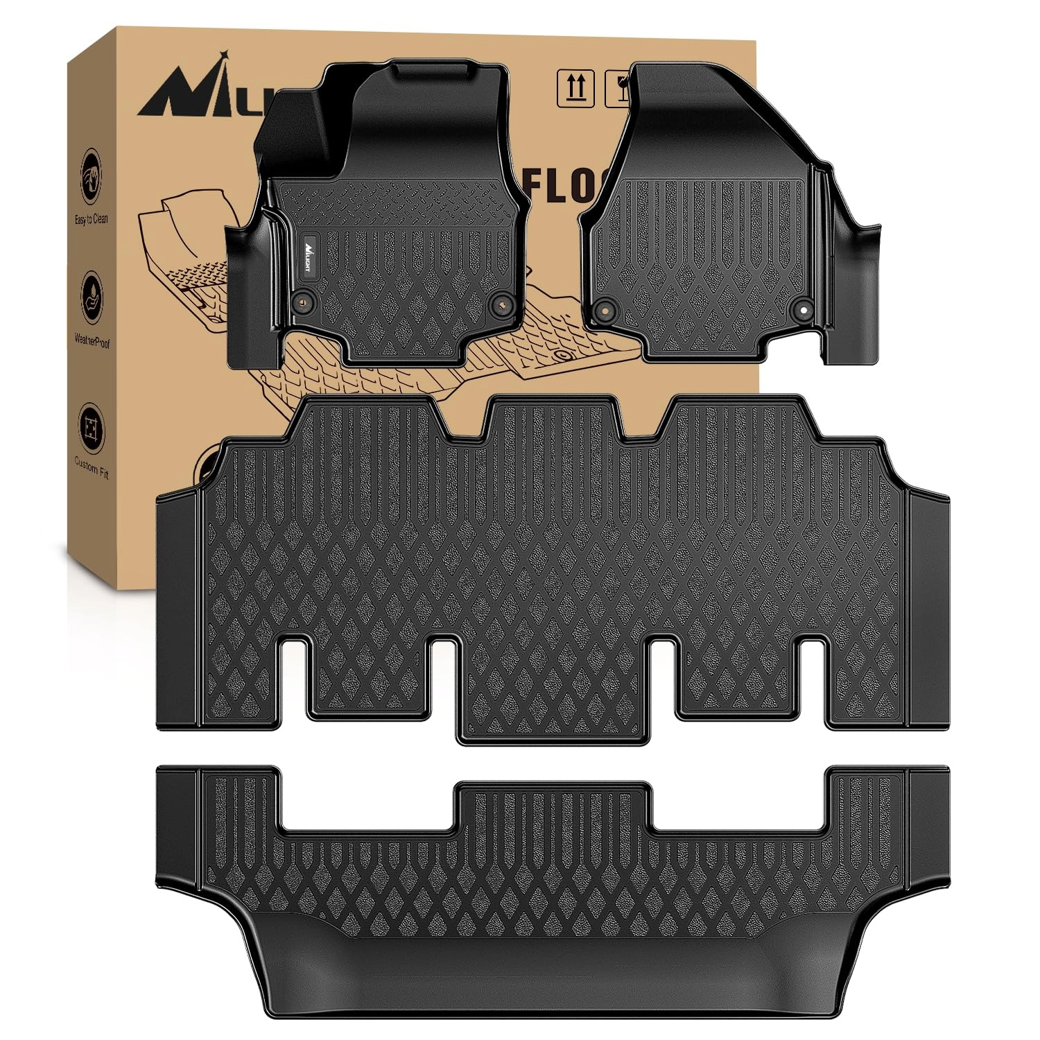 Nilight TPE Floor Mats - Chrysler Pacifica 2017 2018 2019 2020 2021 2022 2023 2024 2025 2026