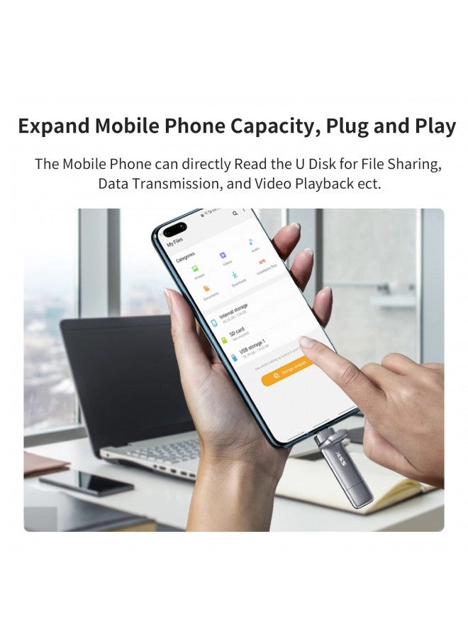 Dual USB C Flash Drive - 3.2 Gen2 Type C+ USB A 128GB