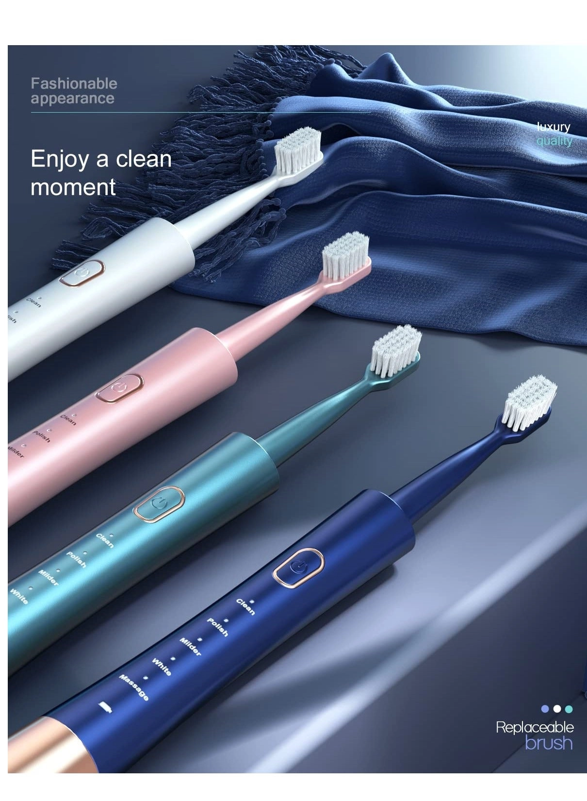 Electric Toothbrush - 31000 VPM 8 Brush Heads 5 Modes