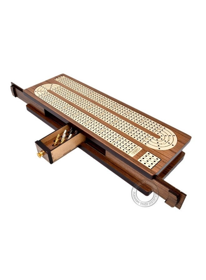 Continuous Cribbage Board - 4 Track Inlaid in Wenge Wood/Maple