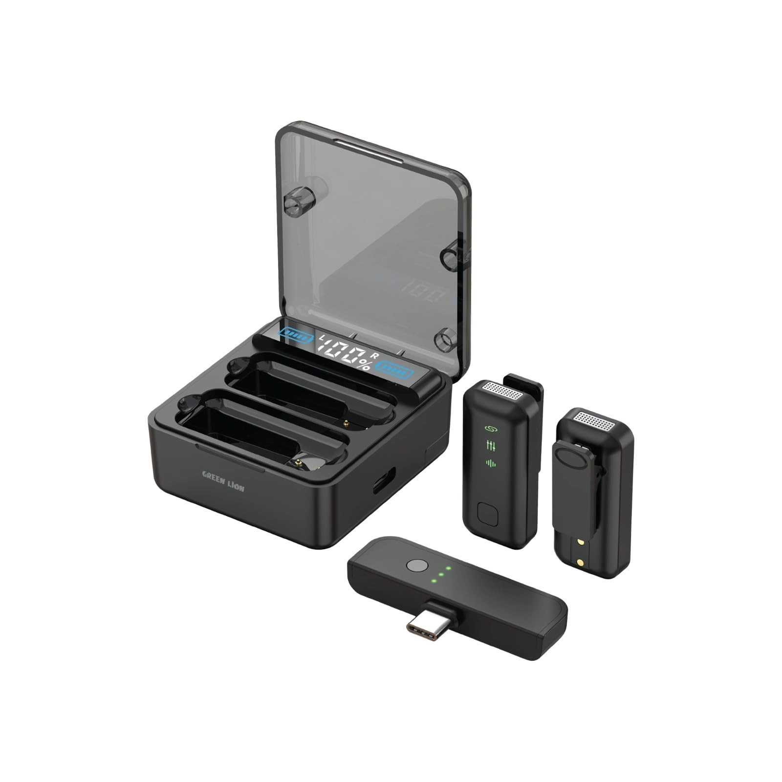 GREEN 2 IN 1 USB Microphone - Digital Display ANC Low Latency