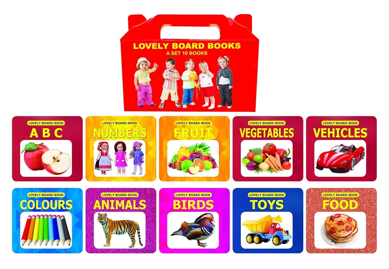 Lovely - Numbers, Fruit, Vegetables, Vehicles, Colors, Animals, Birds, Toys & Foods Board Book - 1 years+