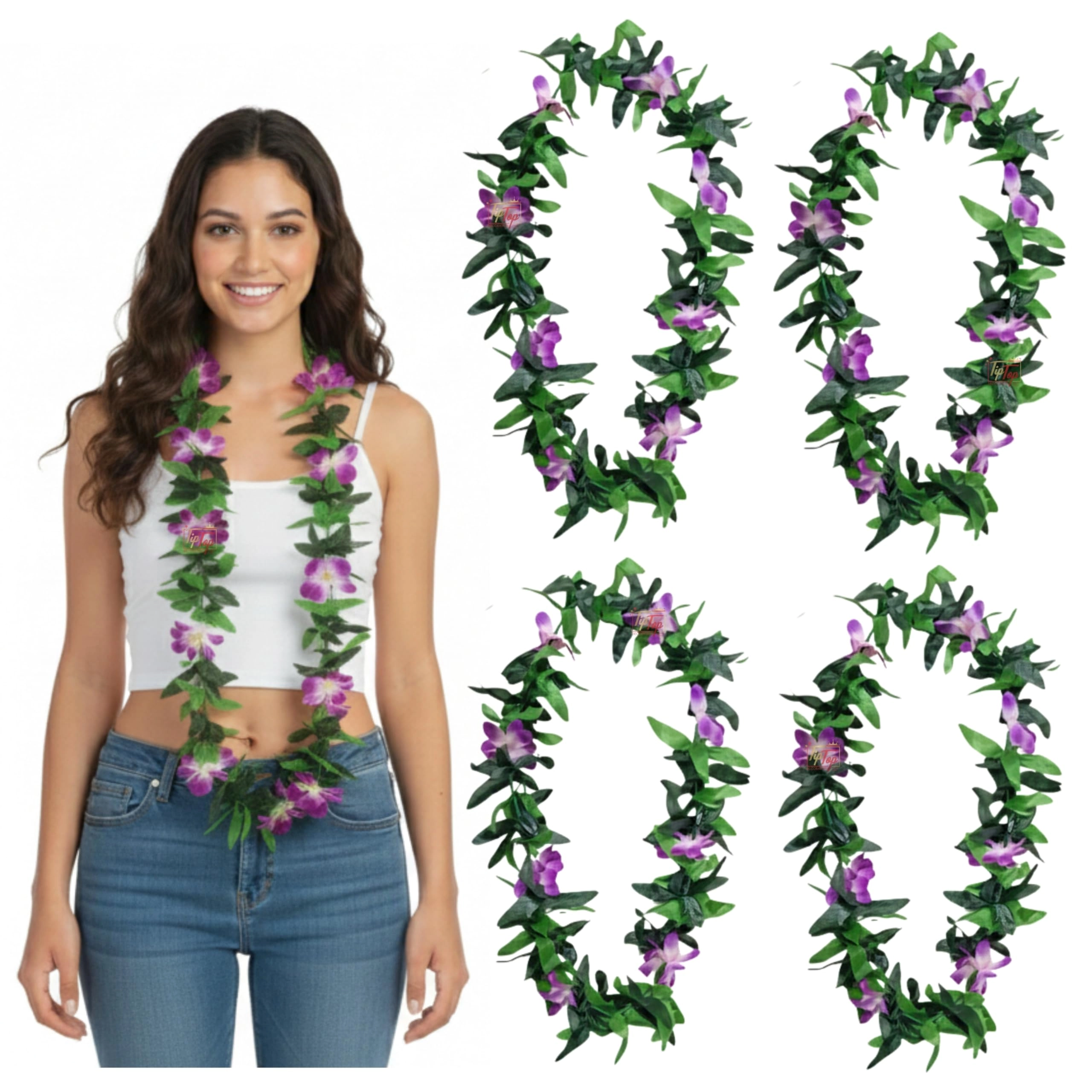 TIPTOP DECORATION, Mumbai, IN. Luau Hawaiian Flower Leis - Pack of 2 pcs Luau
