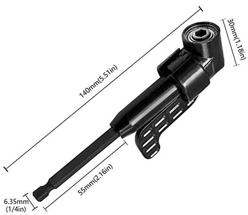 105 Degree Right Angle Drill Adapter - Black 1/4" Hex