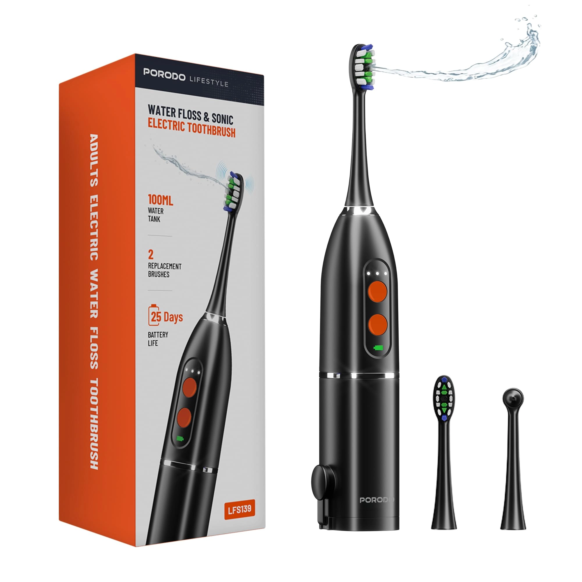 Lifestyle Water Floss & Sonic Electric Toothbrush - 100mL 25 Days Battery Life IPX7