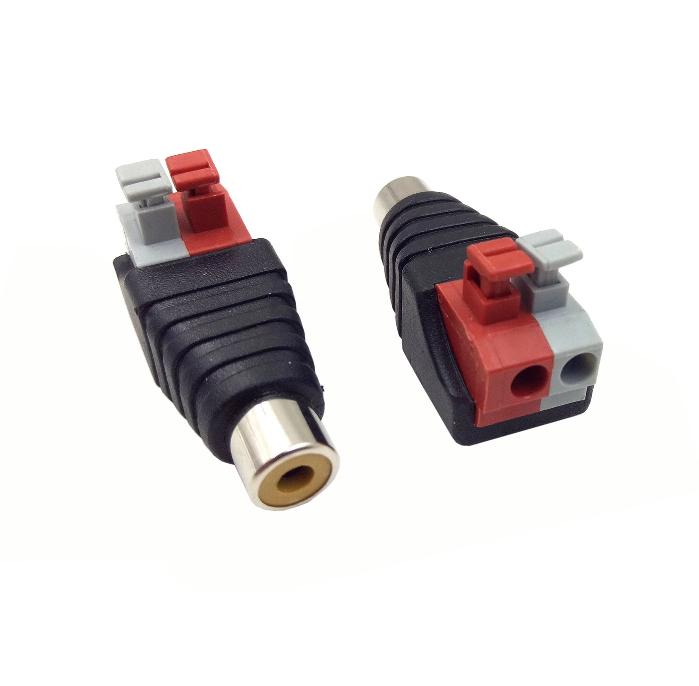 Haokiang Speaker Phono RCA Female to 2 Screw Terminal Strip Audio Video Spring Press Type Balum Connector Adapter (RCA F/AV F) Pack