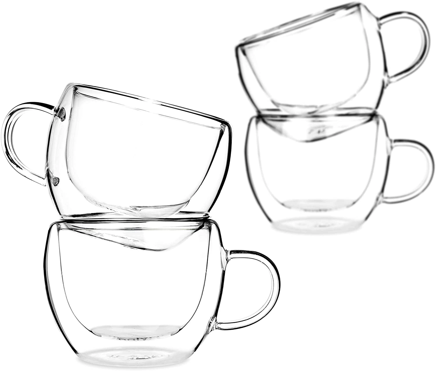 Double Wall Glass With Handle - 4 pcs 250 ml