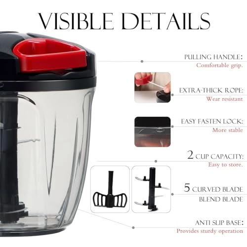 Manual Food Processor - 900 ml three blades