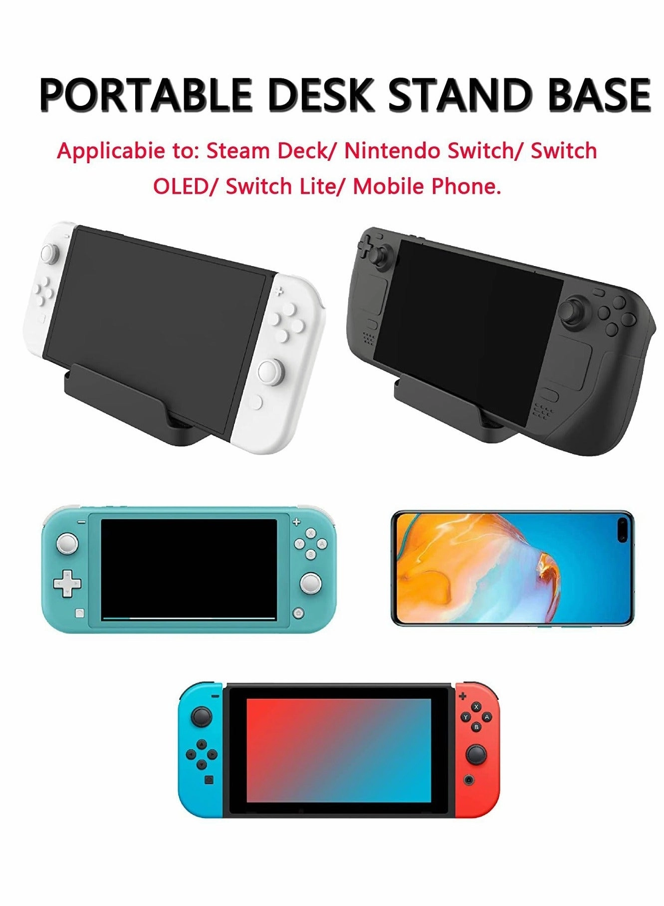 Steam Deck Stand - Portable Compact Non-Slip Black