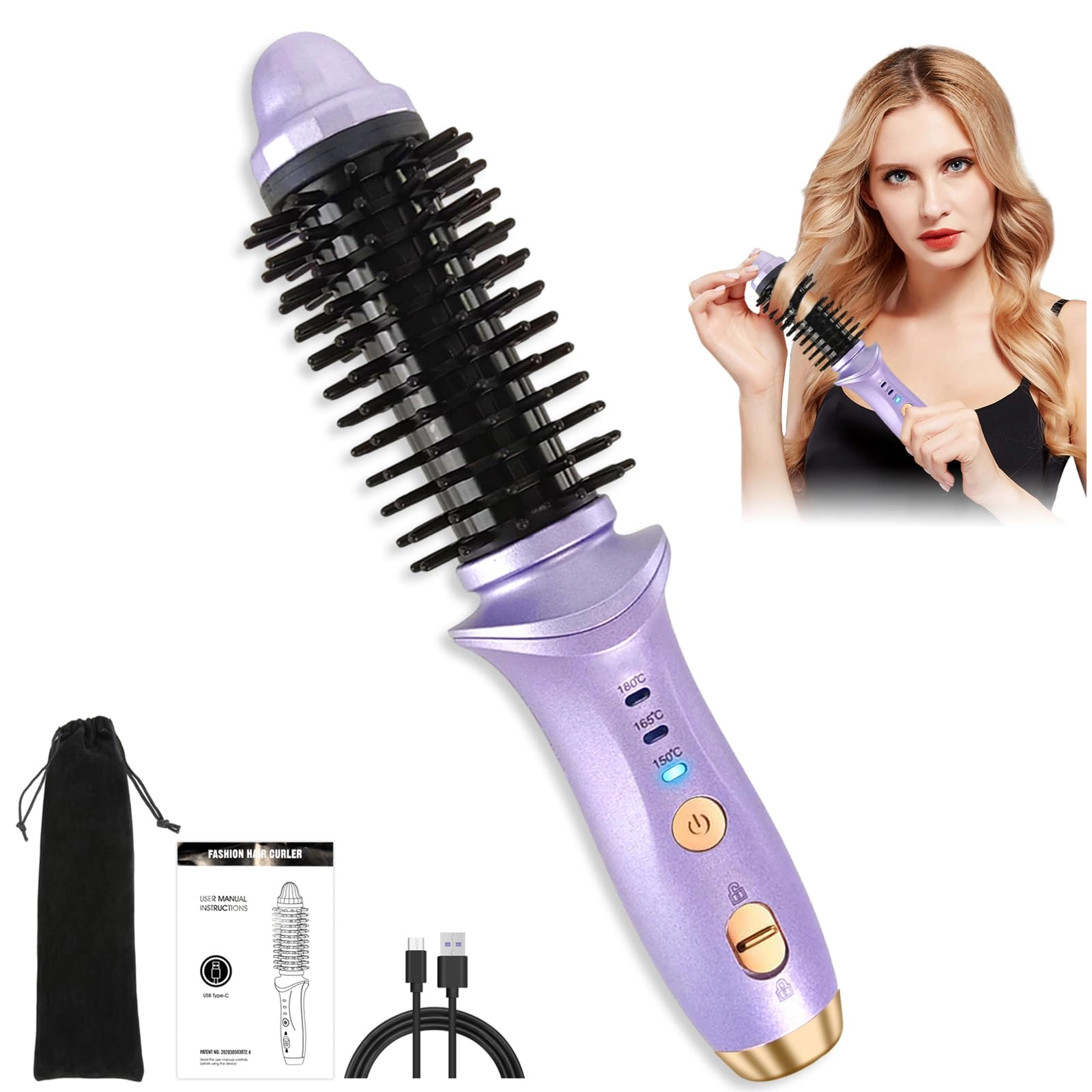 KutaKuta HeatedBrush - 3 in 1 Cordless USB Rechargeable