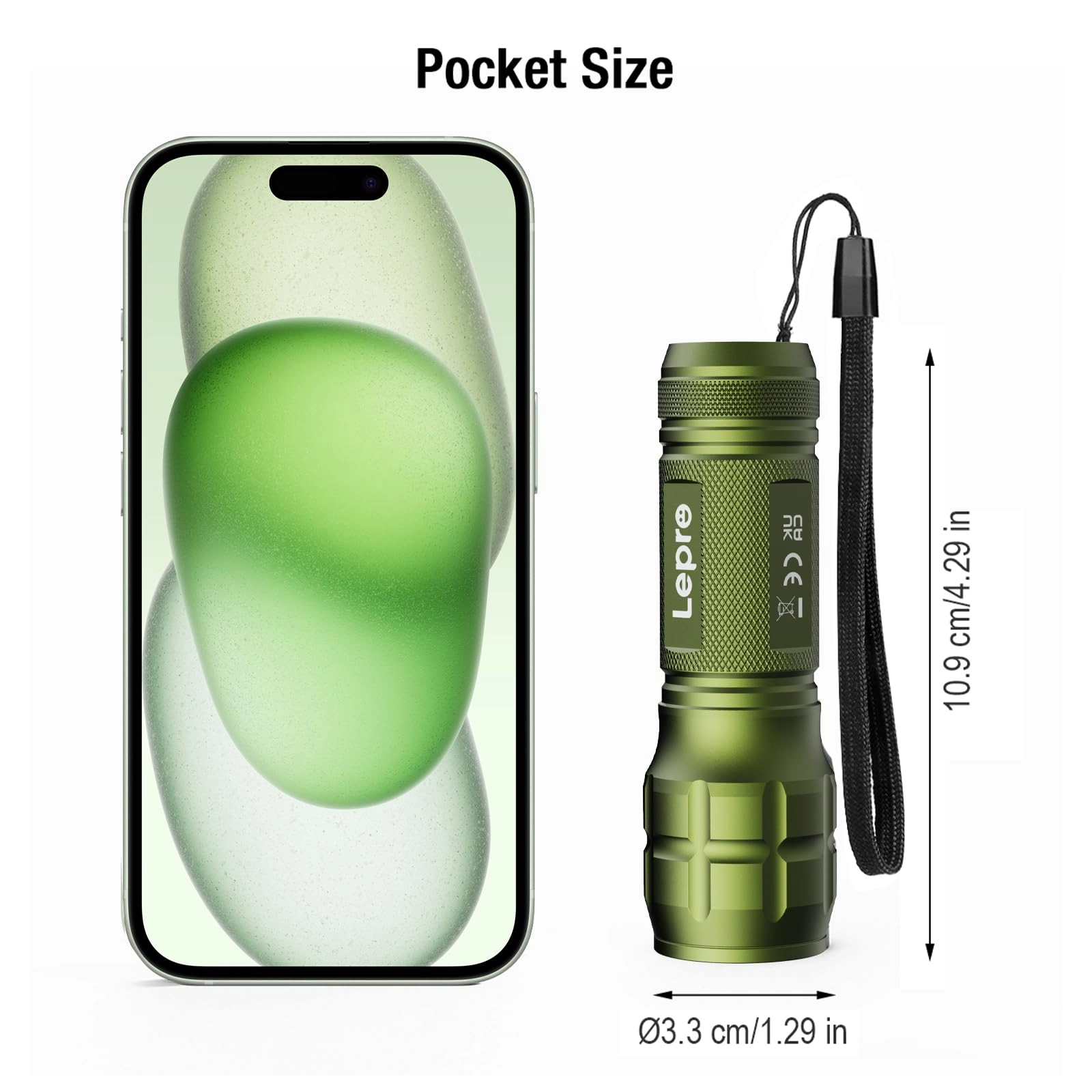 LED Flashlight - 140lm Waterproof Adjustable Focus 2 Pack