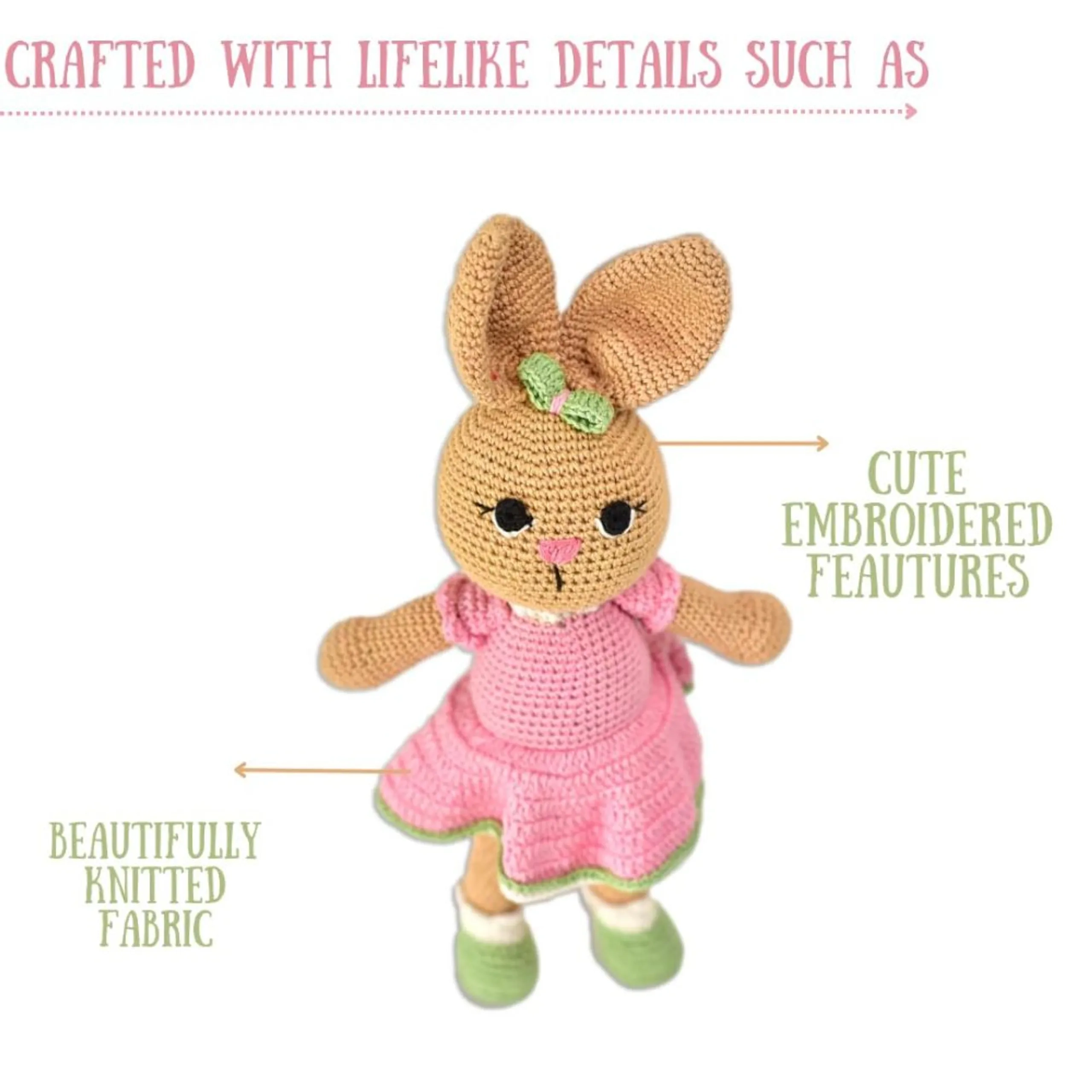 Handmade Crocheted Loving Bunny - 26 cm