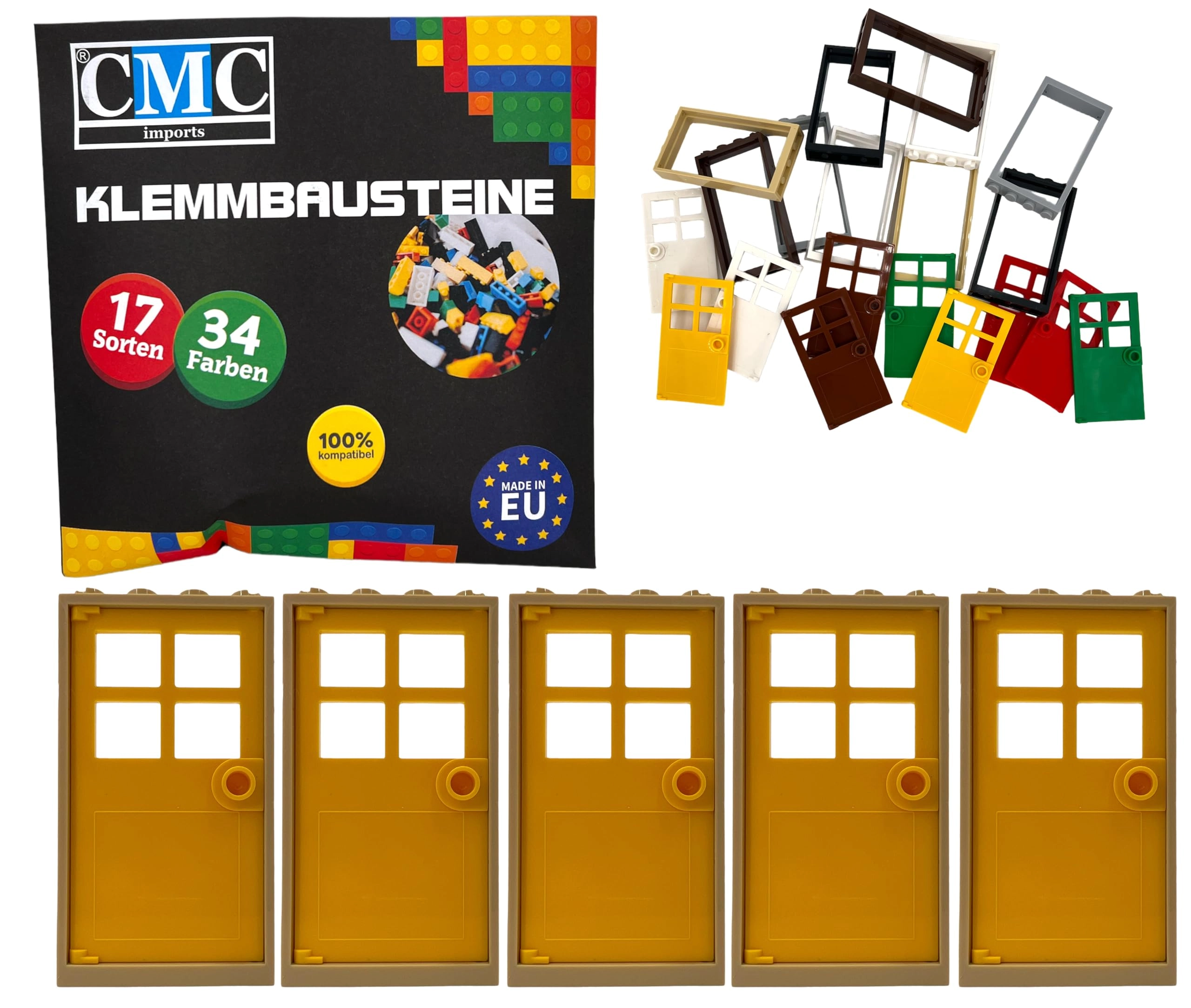 Door Frame - Beige 5 pcs + Door Leaf - Green