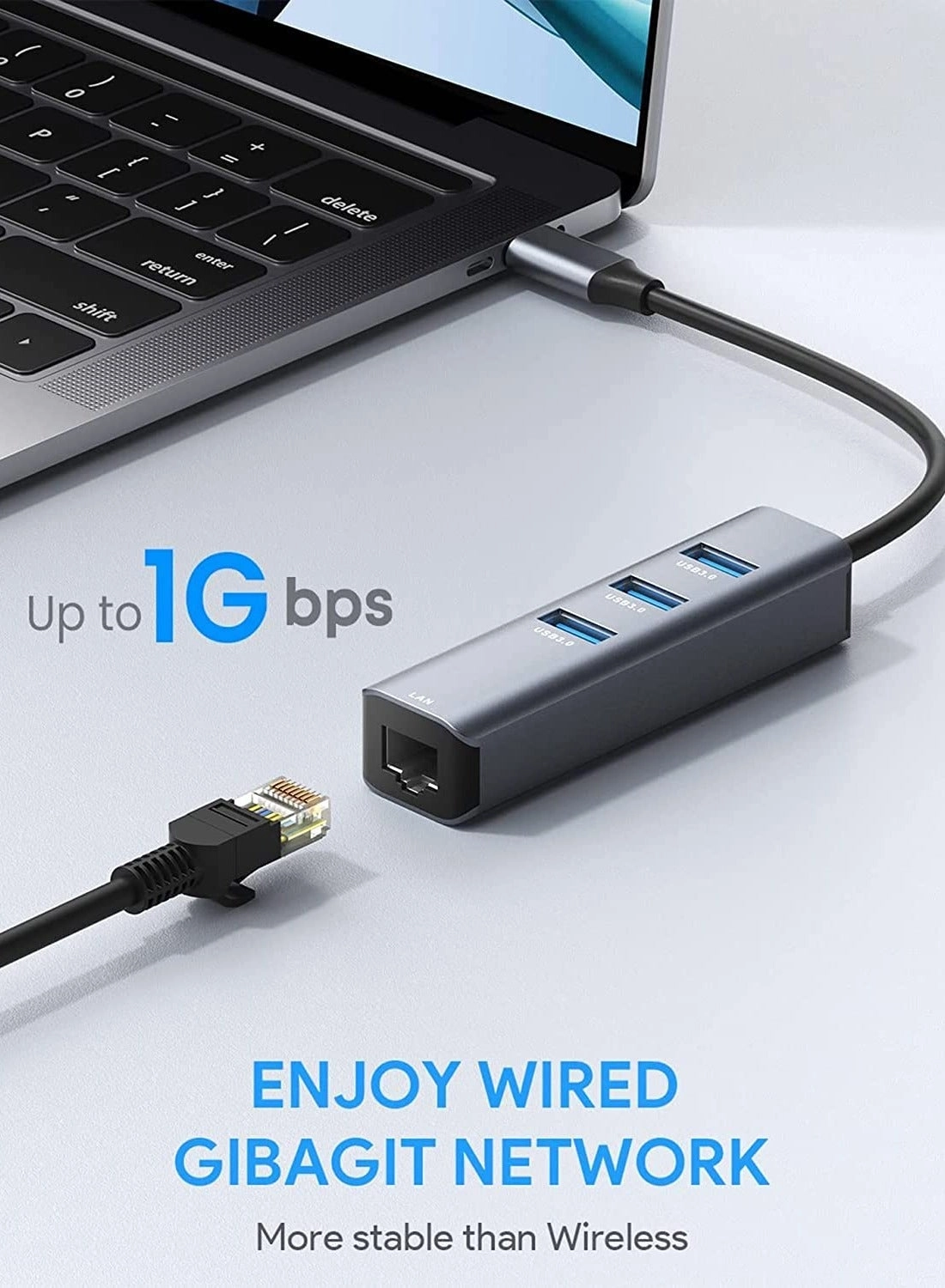 USB C Hub - 4K HDMI Gigabit Ethernet 3 USB 3.0 Ports