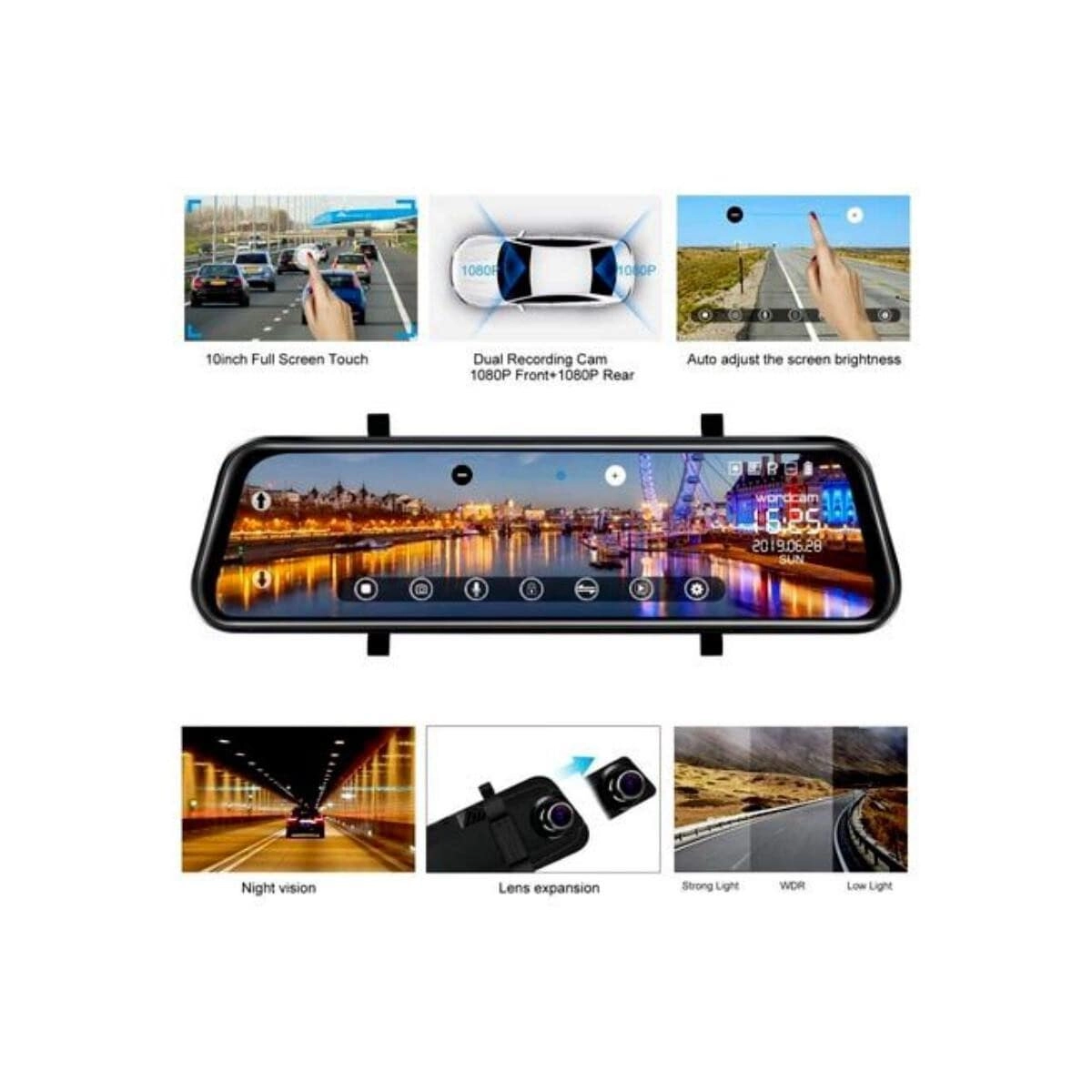 Dual Dash Cam Mirror - 1080P