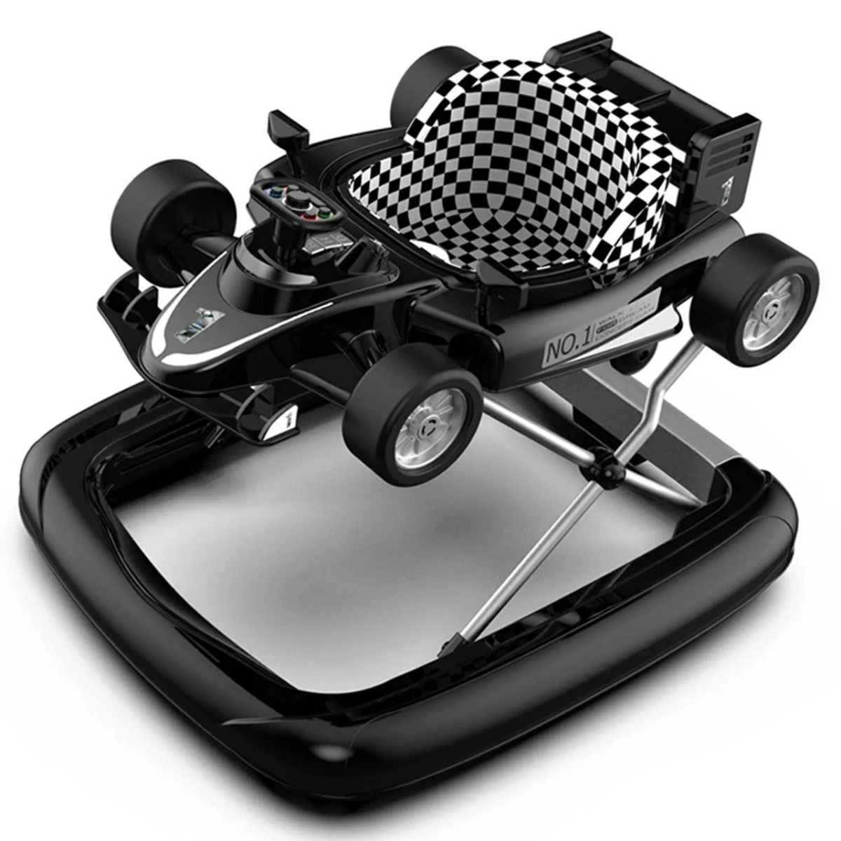 Ryan 4 In 1 Safety Baby Car Walker - Black Music and Lights