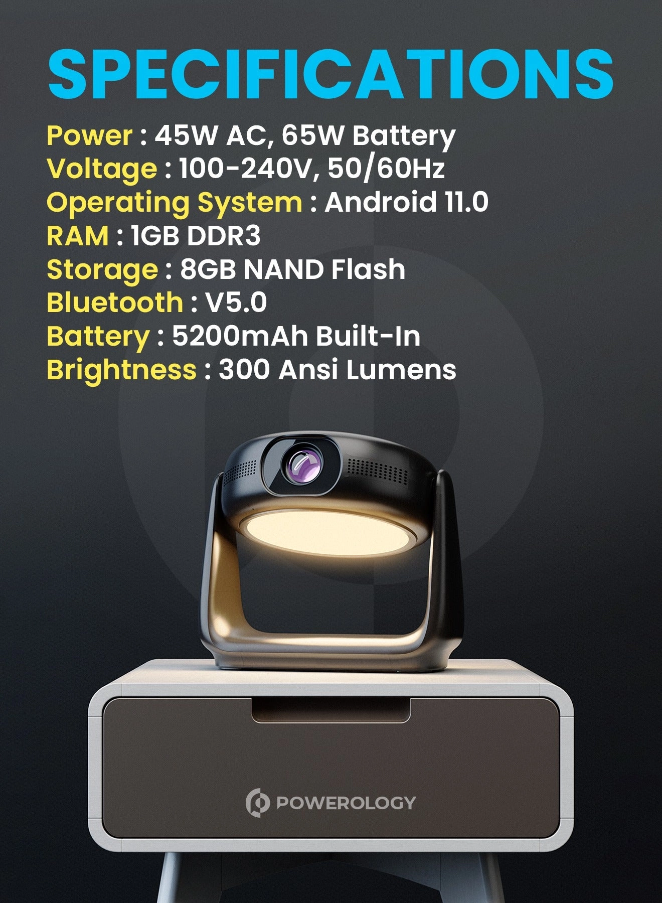 PWHDPBNBK 300 ANSI Lumens