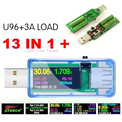 13 in 1 USB Tester - Color LCD Display High-Precision