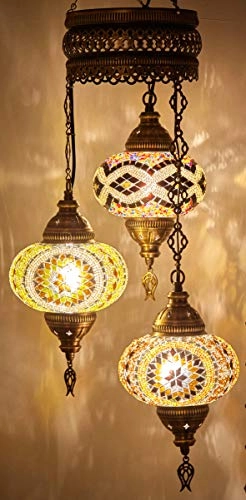 3-Globe Mosaic Ceiling Chandelier