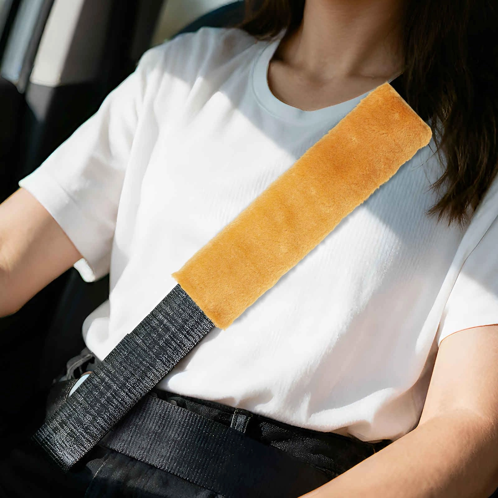 PATIKIL Seat Belt Cover Pad - Beige 2 Pcs