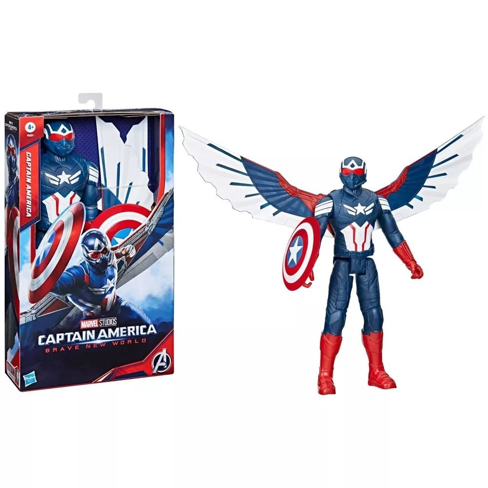 Captain America - Brave New World - Titan Hero Series Deluxe Captain America - Ages 4+ Includes figure and 3 accessories (30.48 cm)